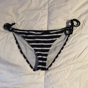 stripped tie up bikini bottom